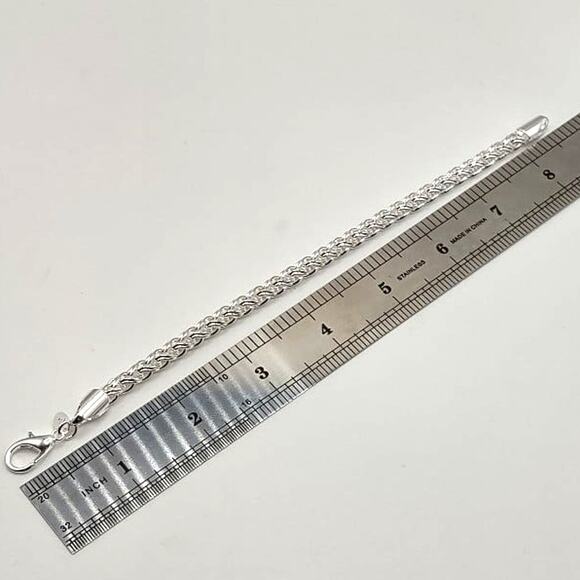 925 Sterling Silver Necklace Bracelet Set Braided 6mm Valentines Birthday Gift - Picture 10 of 10